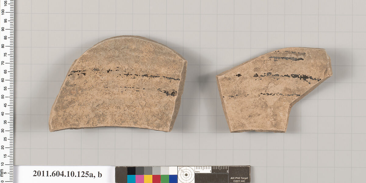 Terracotta fragments of a closed shape, Terracotta, Etruscan