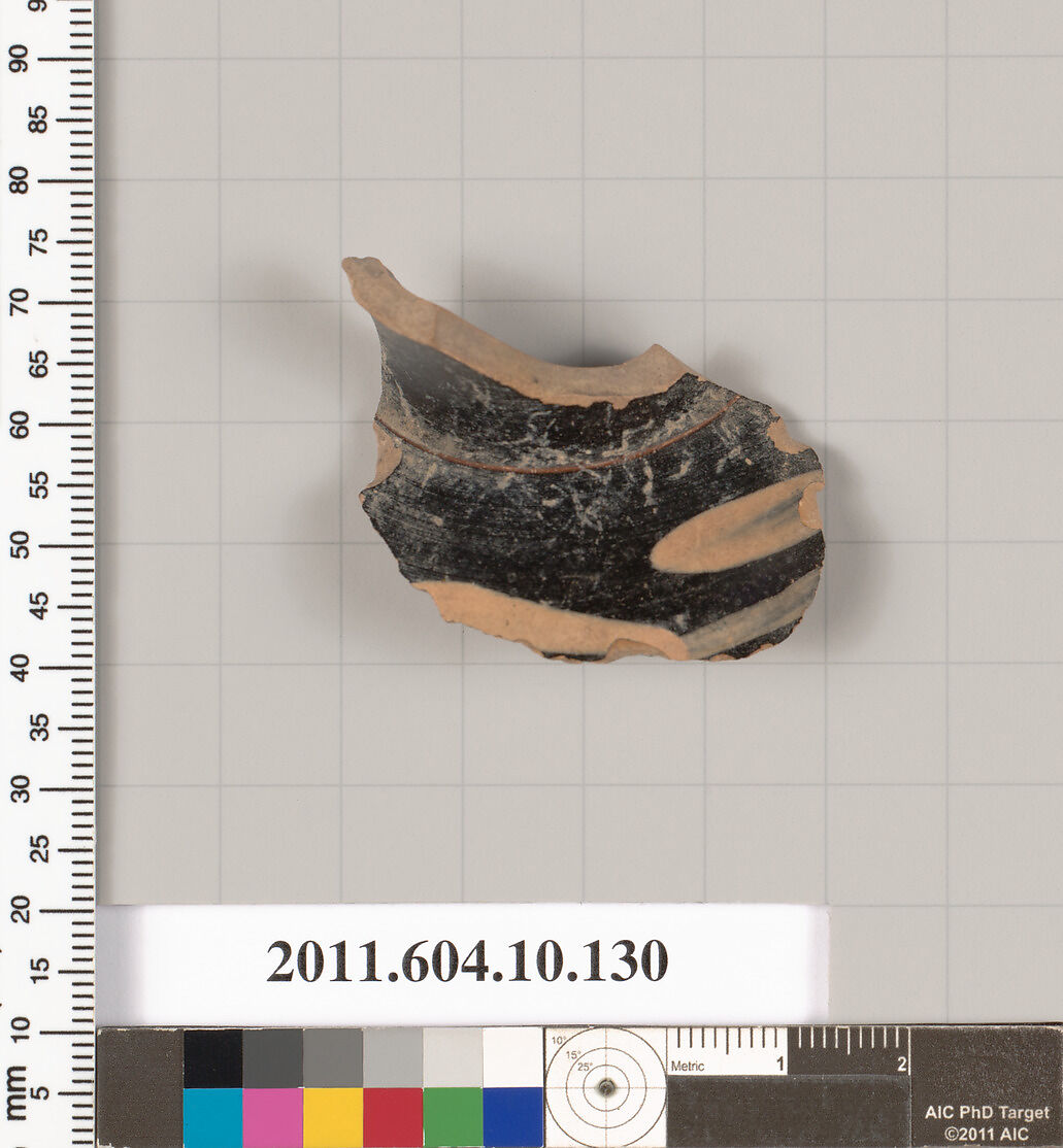 Terracotta fragment of an oinochoe (jug)?, Terracotta, Etruscan 