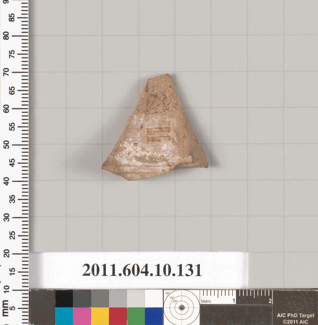 Terracotta fragment of a closed shape, Terracotta, Etruscan