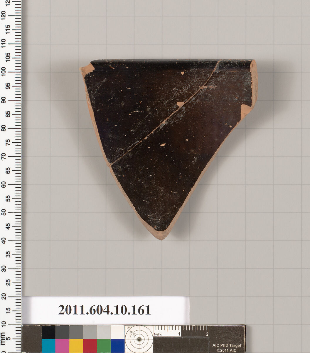 Terracotta rim fragment of a skyphos (deep drinking cup), Terracotta, Etruscan