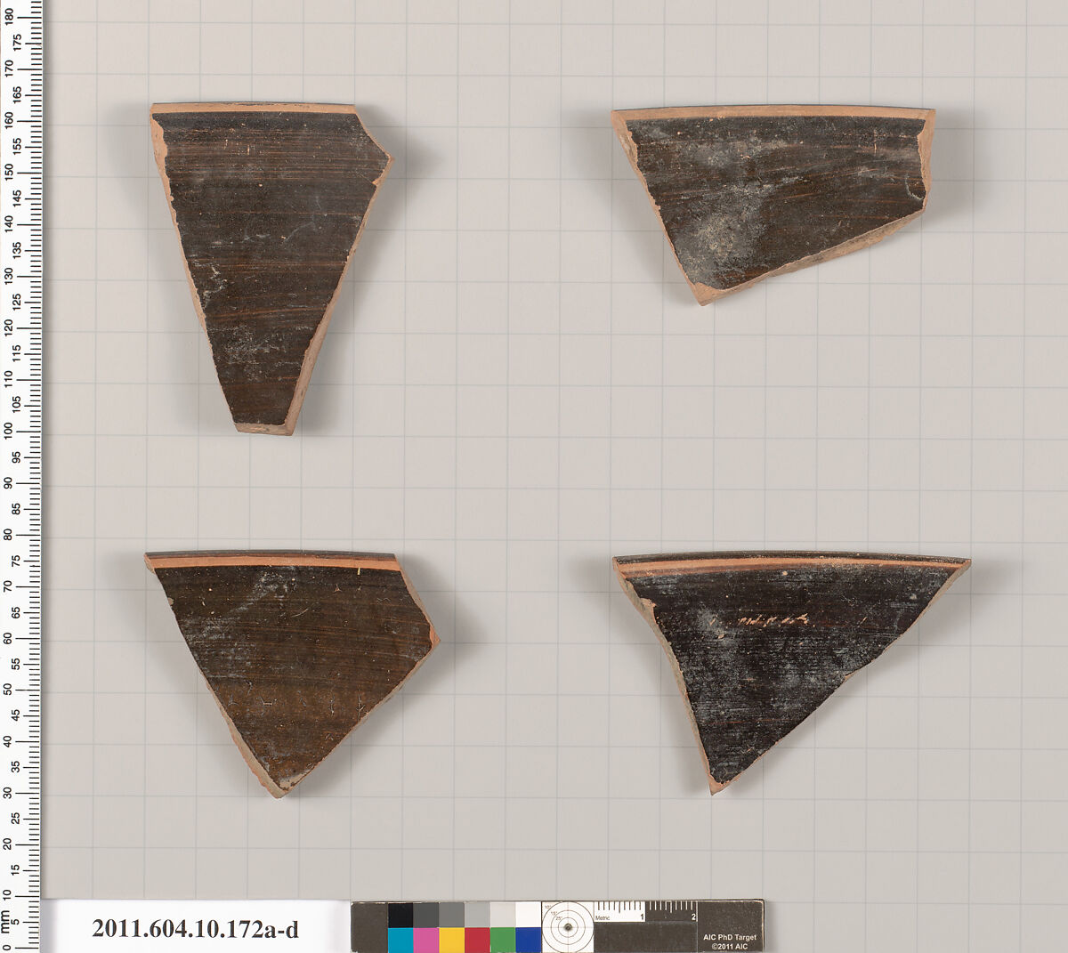Terracotta rim fragments of a skyphos (deep drinking cup), Terracotta, Etruscan