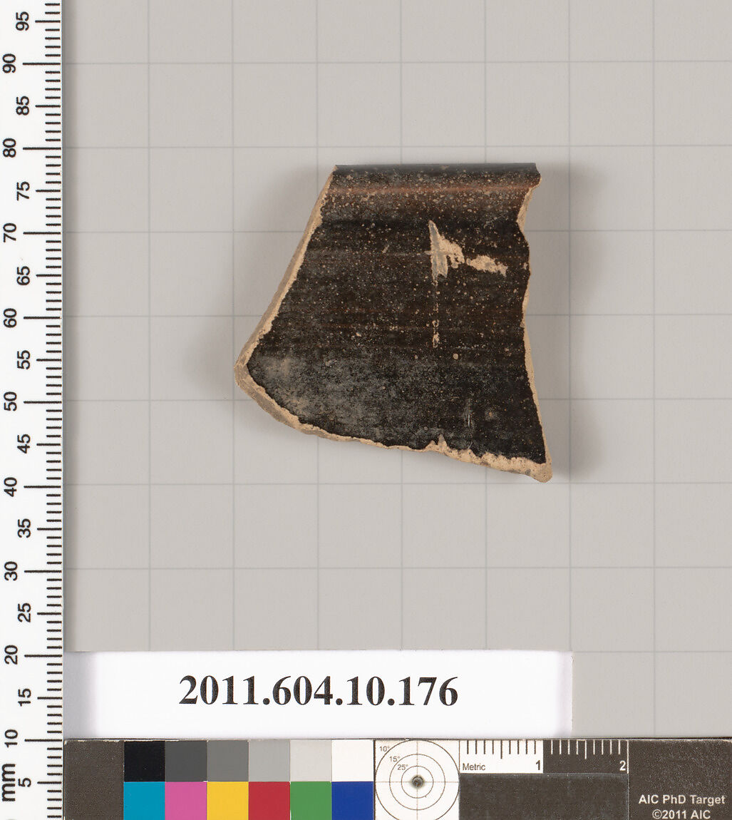 Terracotta rim fragment of a skyphos (deep drinking cup), Terracotta, Etruscan