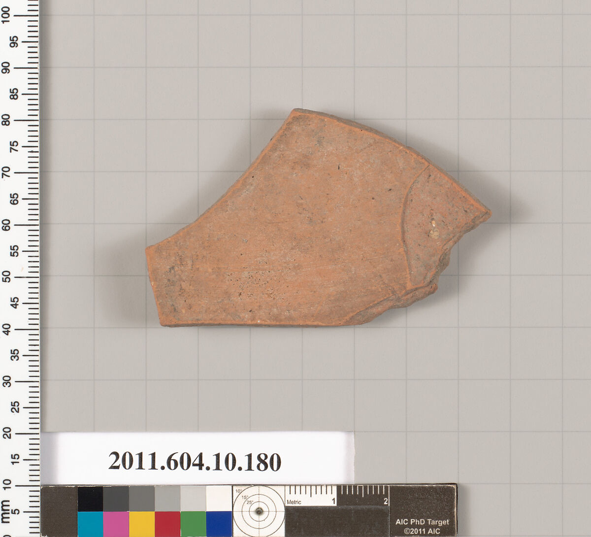 Terracotta fragment of a closed shape, Terracotta, Etruscan
