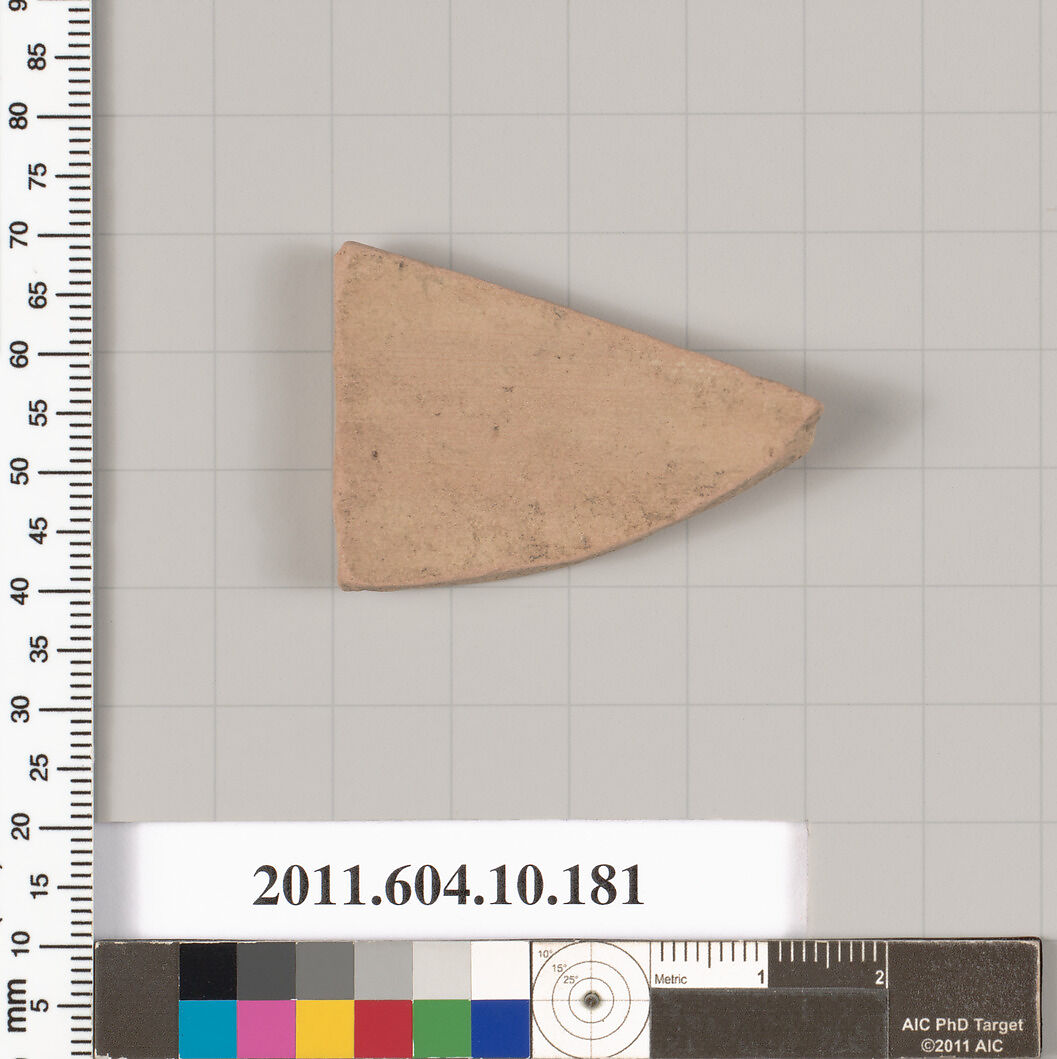 Terracotta fragment of a closed shape, Terracotta, Etruscan