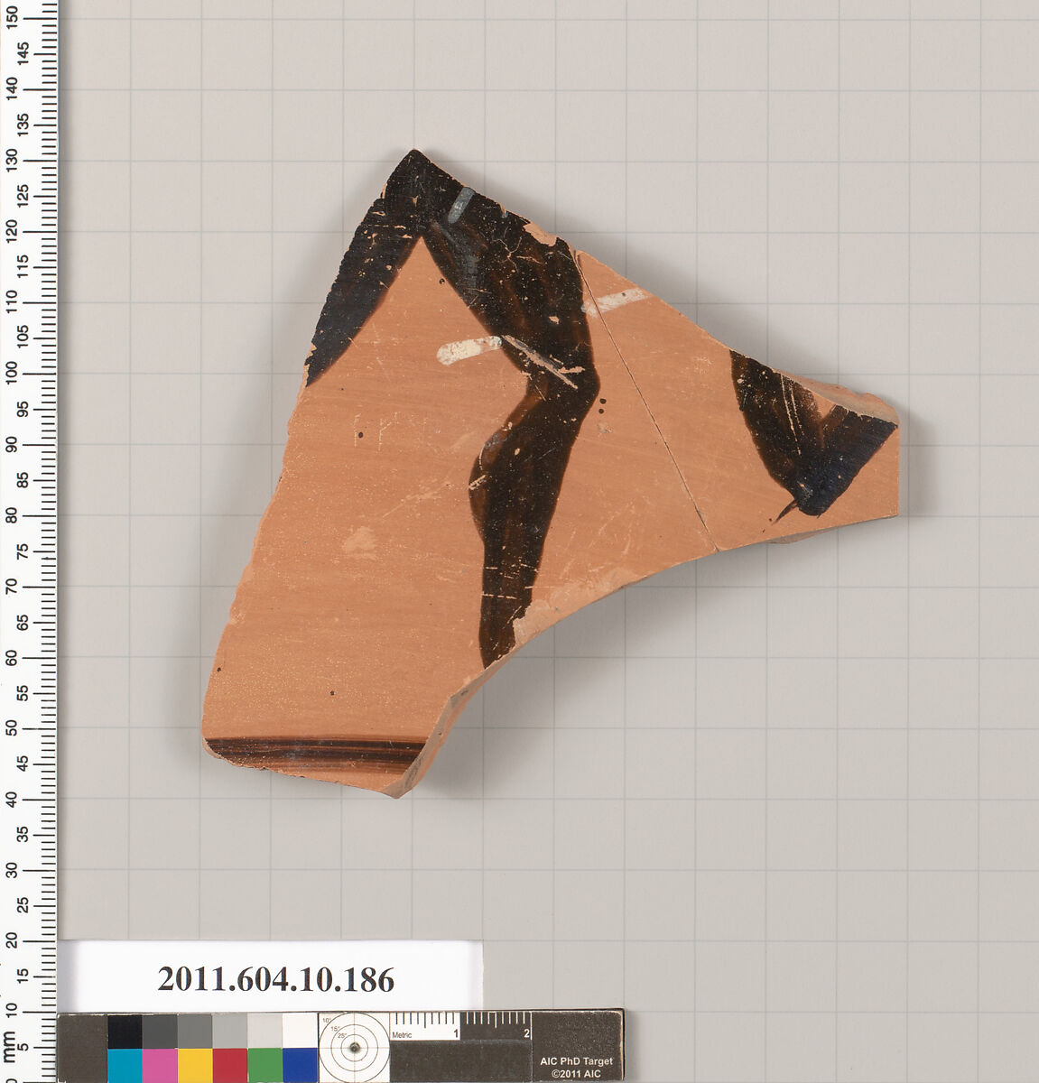 Terracotta fragment of a closed shape, Terracotta, Etruscan 