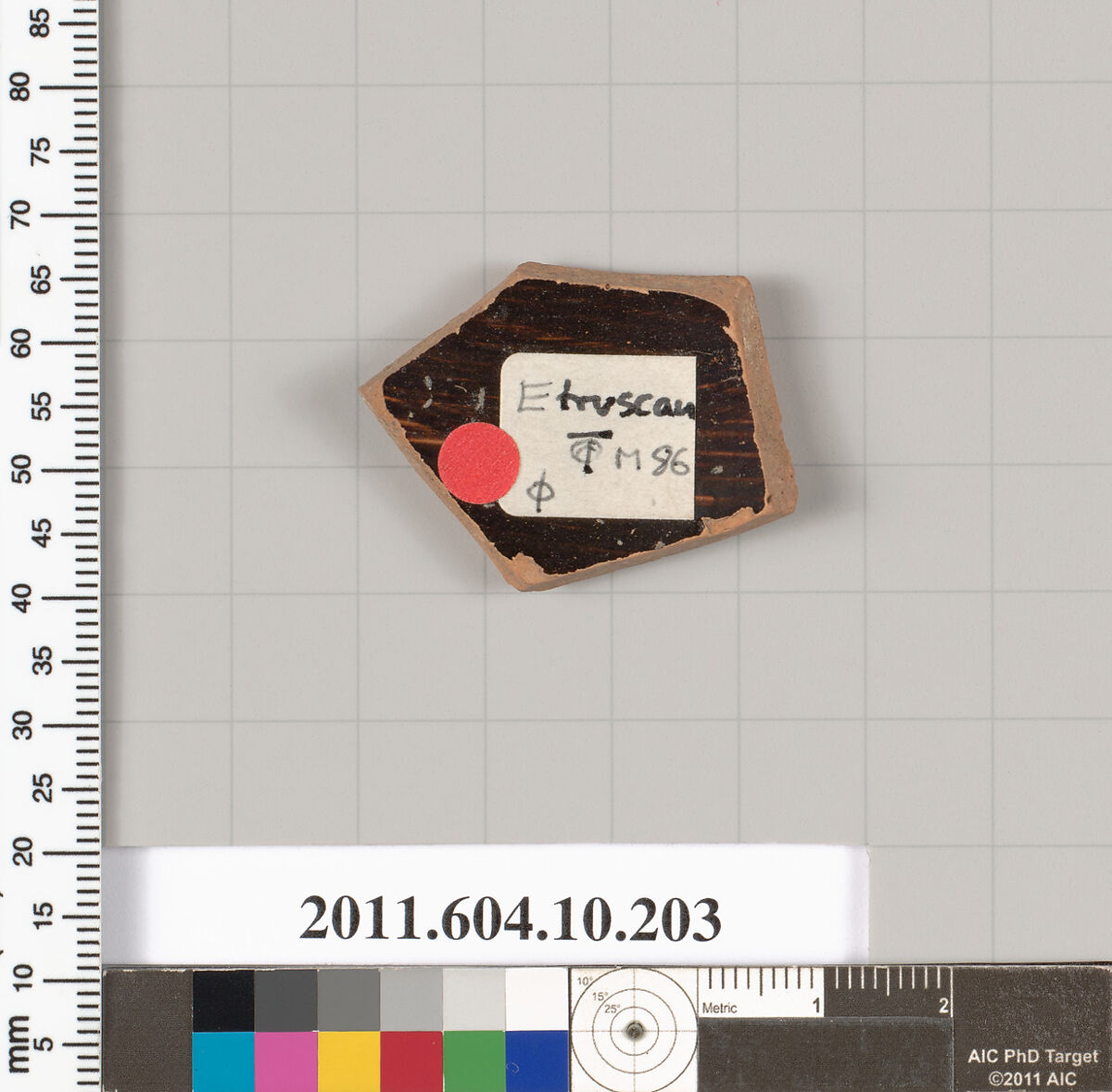 Terracotta fragment from a closed shape, Terracotta, Etruscan