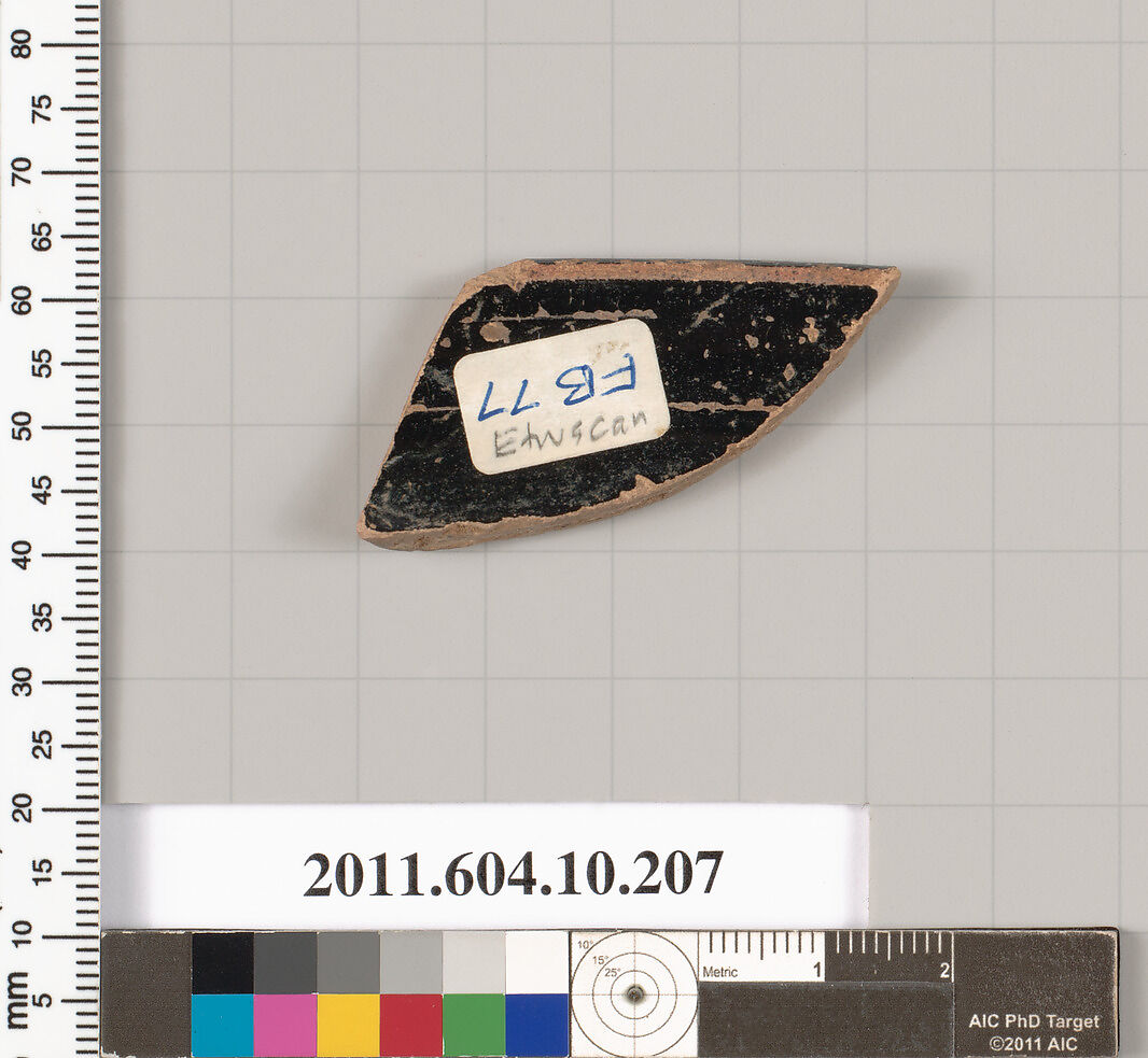 Terracotta rim fragment of a kylix (drinking cup), Terracotta, Etruscan