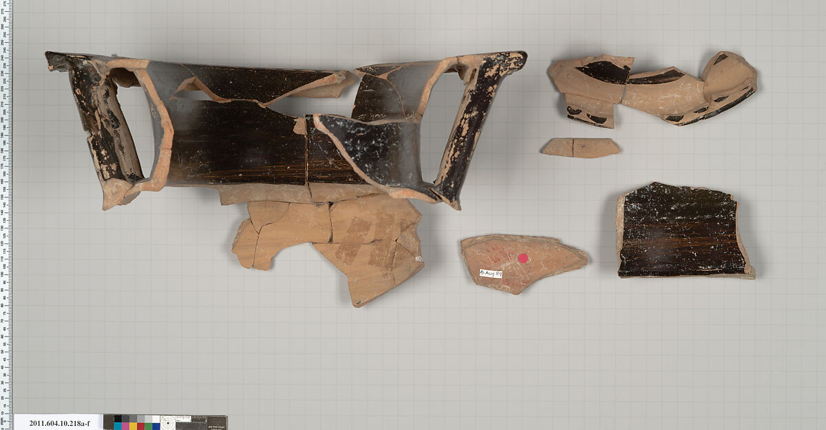 Terracotta fragments of a column-krater (deep bowl), Terracotta, Etruscan