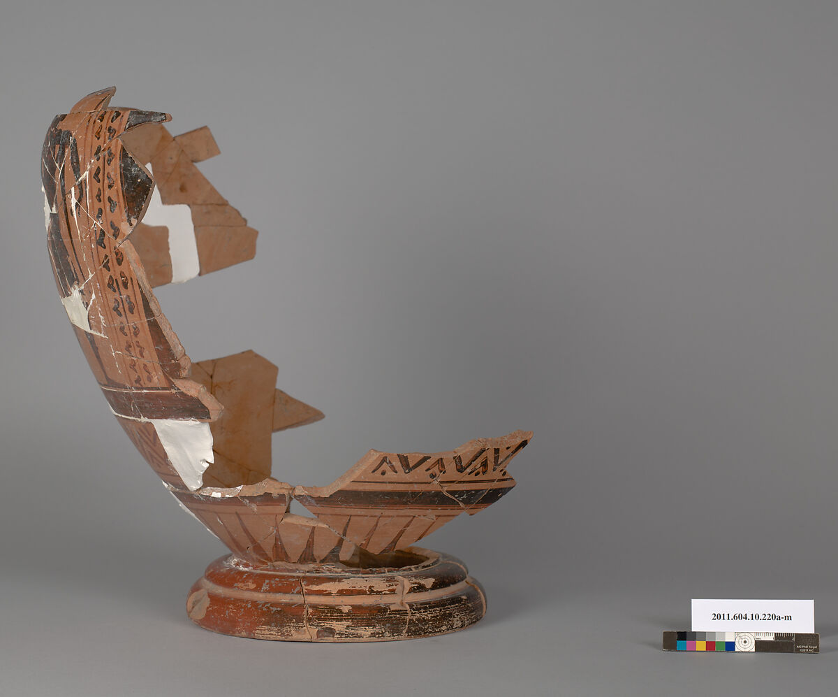 Terracotta fragments of a column-krater (deep bowl), Terracotta, Etruscan