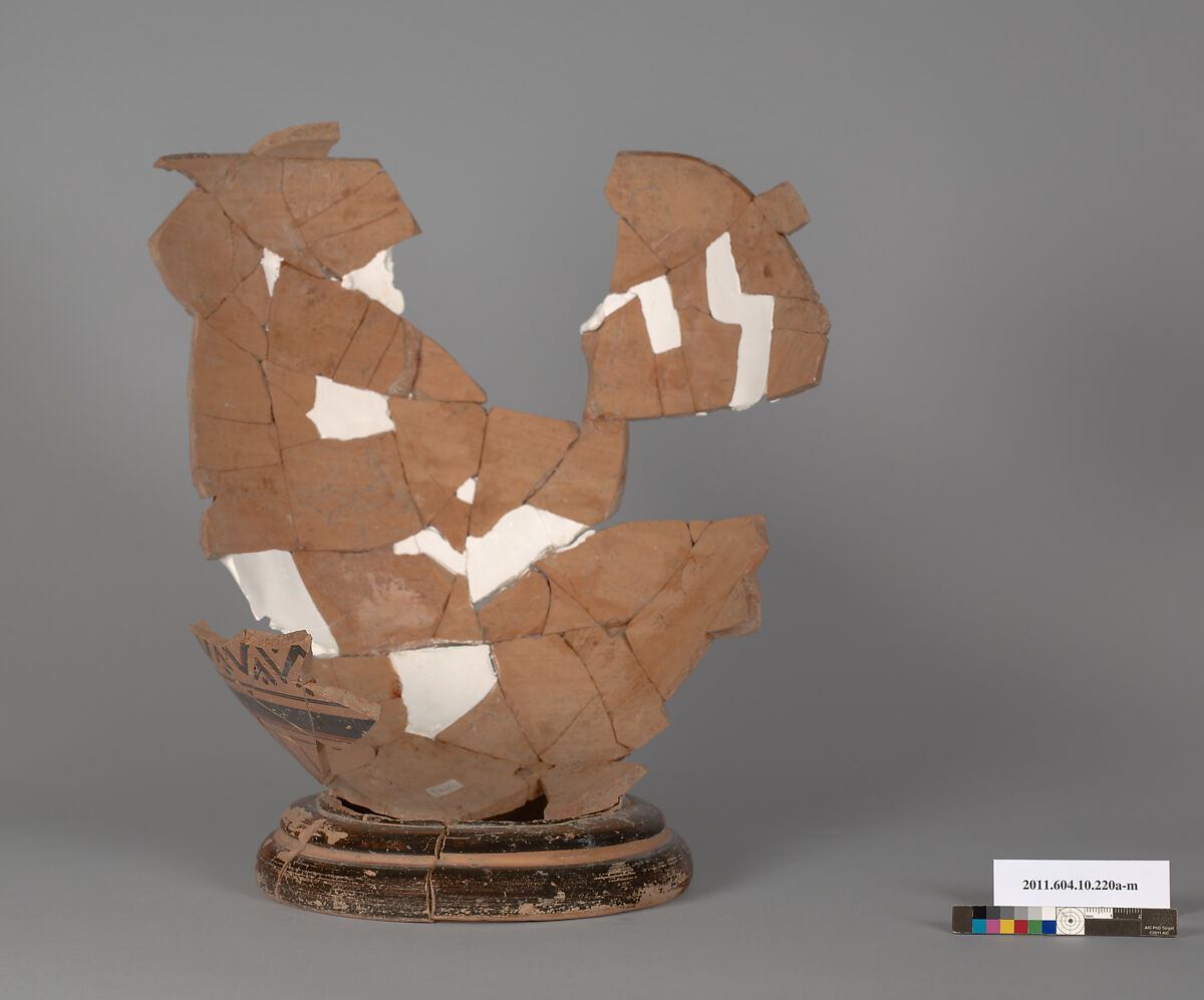 Terracotta fragments of a column-krater (deep bowl), Terracotta, Etruscan