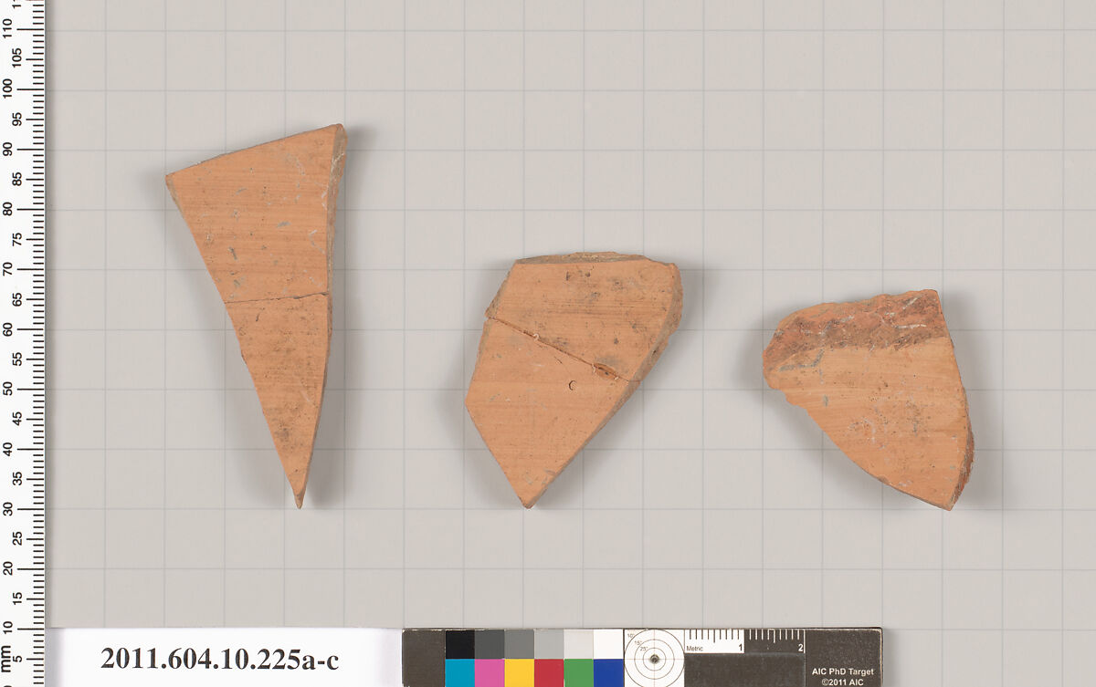 Terracotta fragments of closed shapes, Terracotta, Etruscan