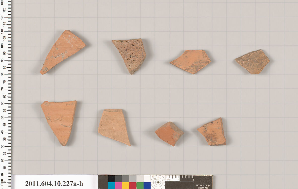Terracotta fragments of closed shapes, Terracotta, Etruscan