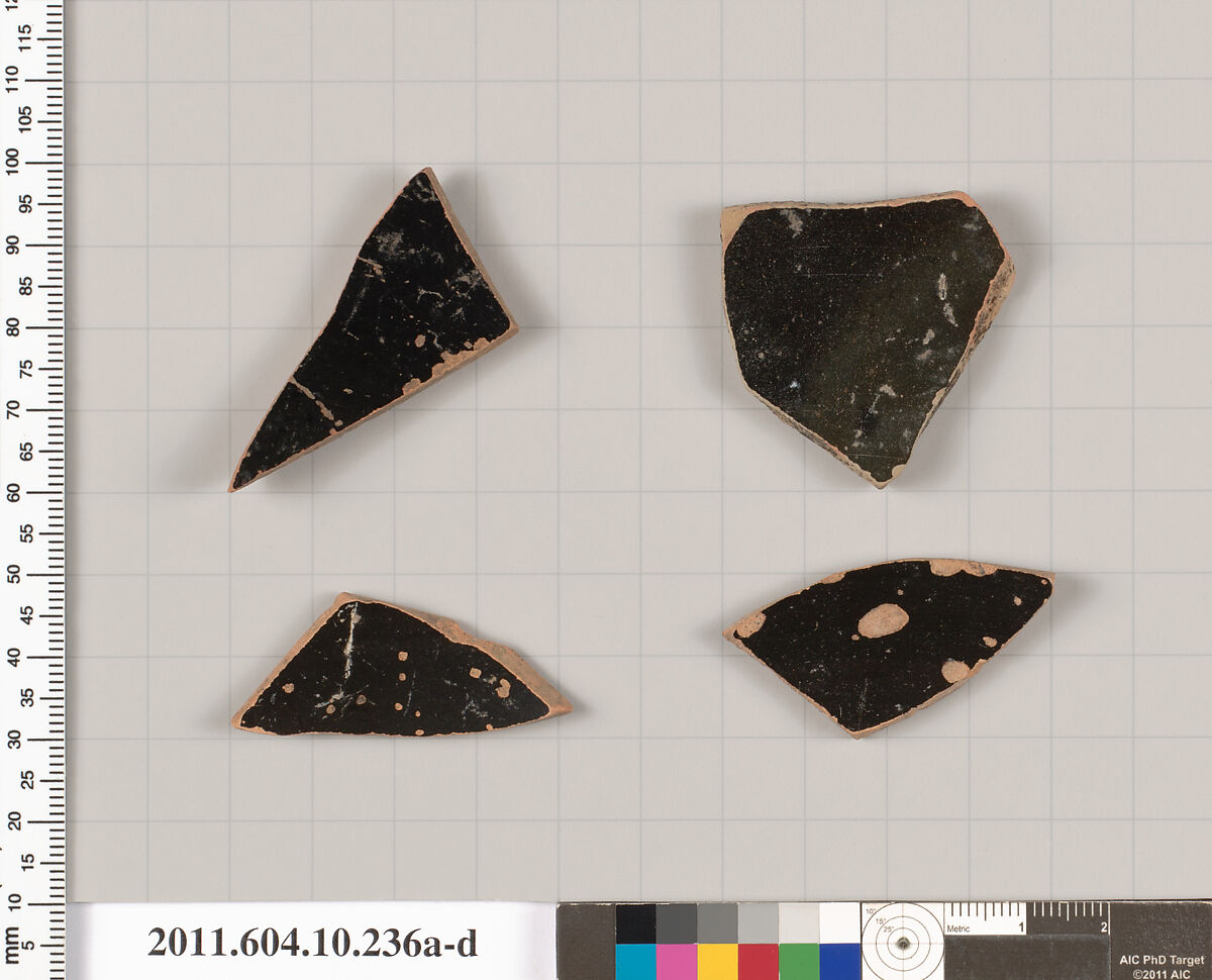 Terracotta fragments of kylikes (drinking cups), Terracotta, Etruscan
