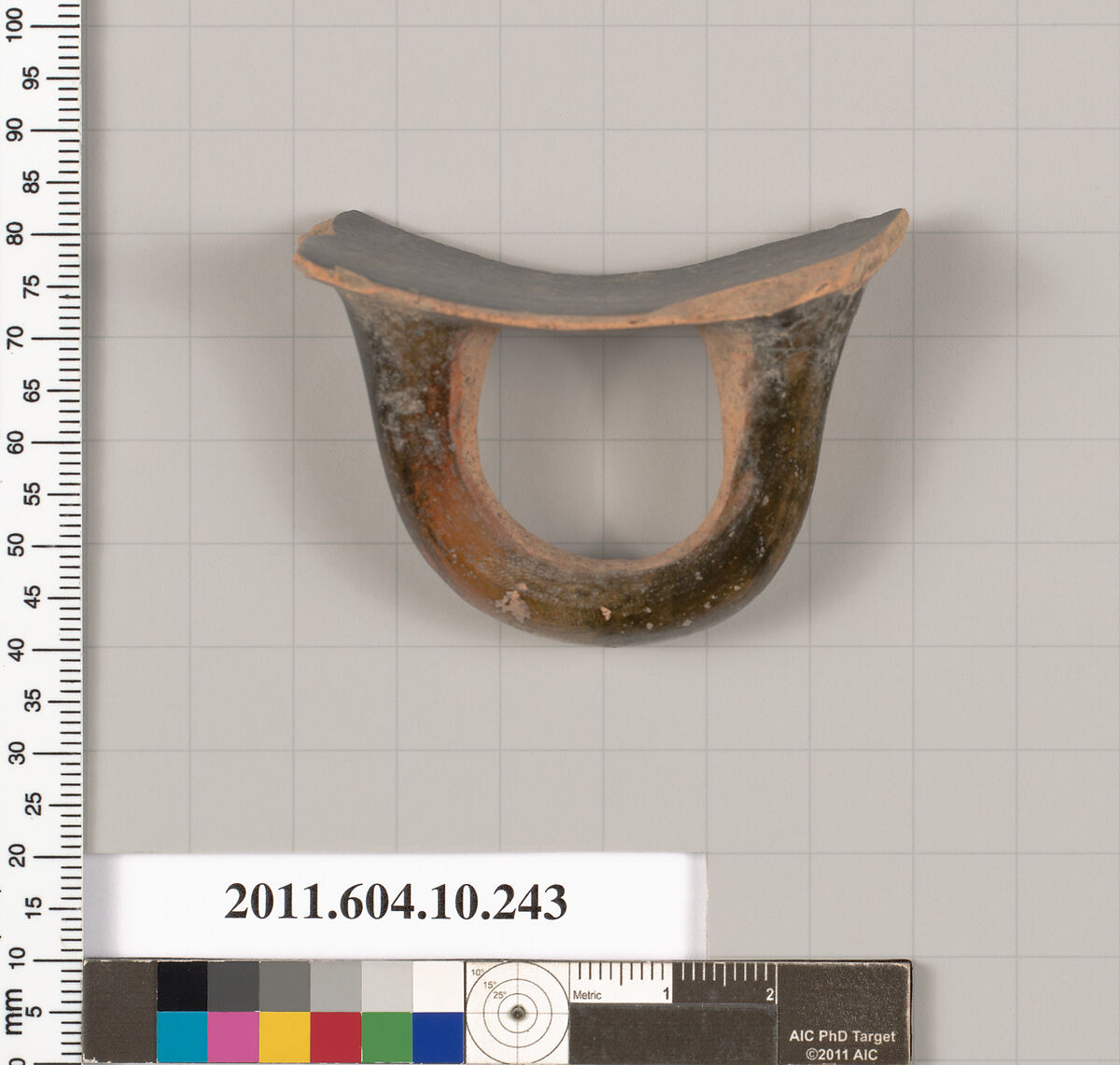 Terracotta fragment of a skyphos (deep drinking cup), Terracotta, Etruscan