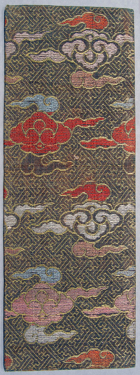Sutra Cover with Multicolored Clouds on an Overall Fretwork, Silk, China 