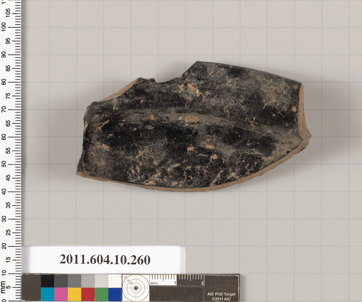 Terracotta rim fragment of a kylix (drinking cup), Terracotta, Etruscan