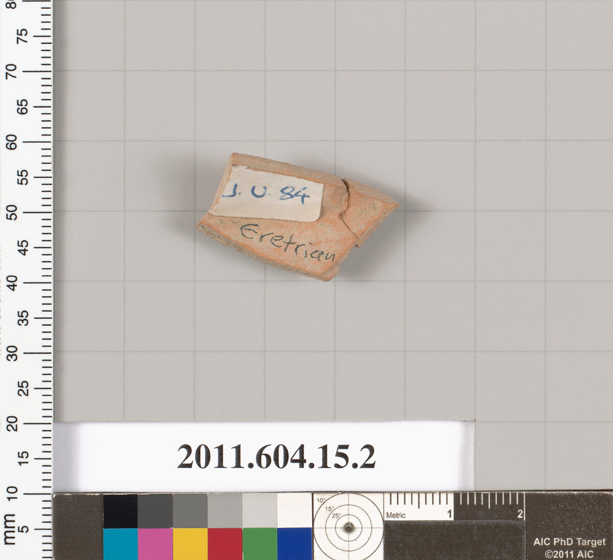 Terracotta fragment of a lekythos (oil flask), Terracotta, Greek, Eretrian