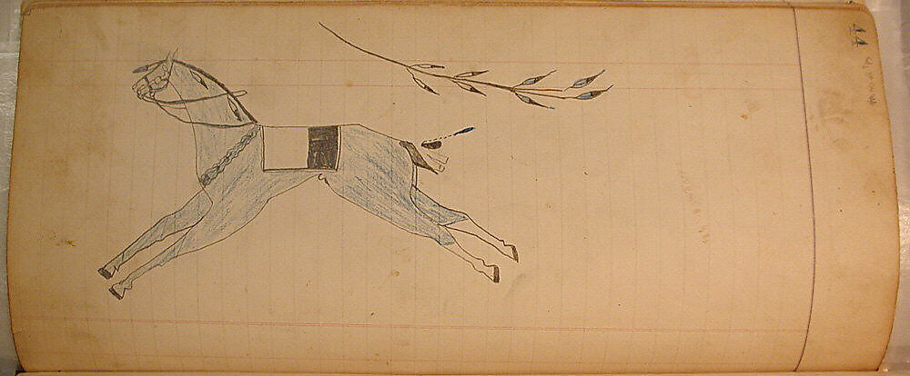 Maffet Ledger: Riderless horse, Graphite, watercolor, and crayon on paper, Southern and Northern Cheyenne 