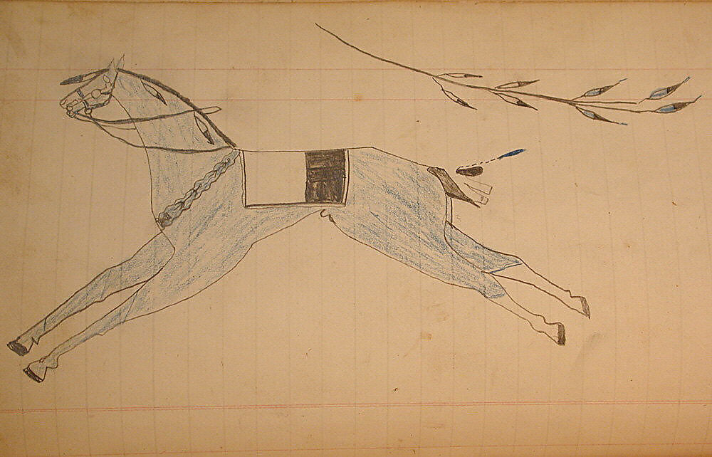 Maffet Ledger: Riderless horse, Graphite, watercolor, and crayon on paper, Southern and Northern Cheyenne