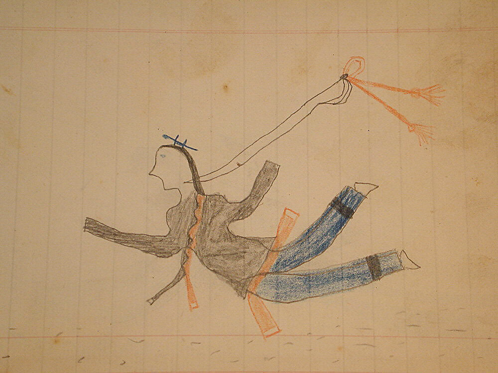 Maffet Ledger: Three Indians, Graphite, watercolor, and crayon on paper, Southern and Northern Cheyenne