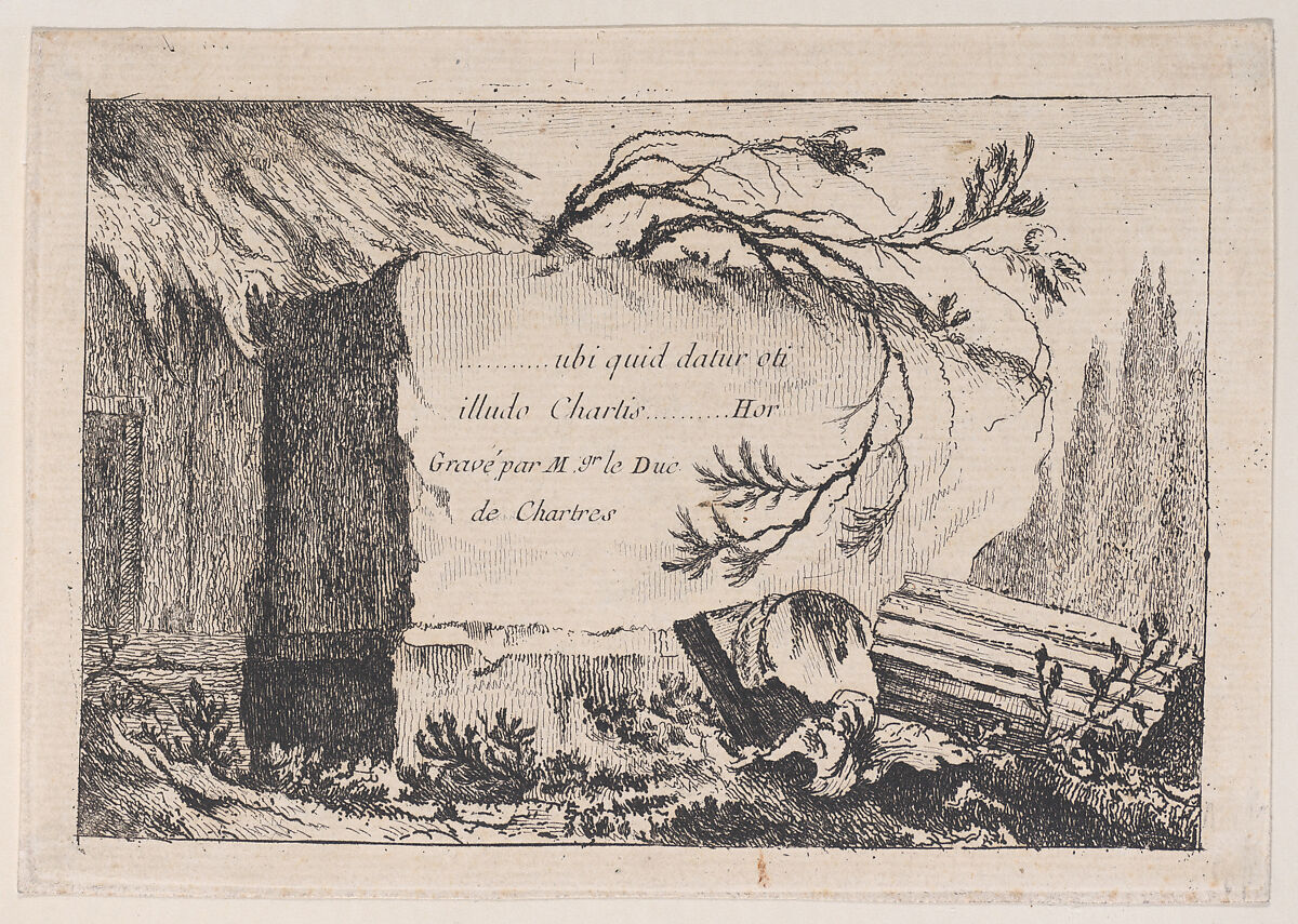 Title Page to Series of Landscapes, Louis Philippe Joseph, duc de Chartres (French, 1726–1785), Etching 