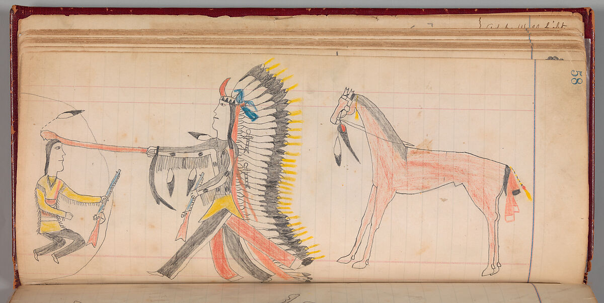 Maffet Ledger: Drawing, Graphite, watercolor, and crayon on paper, Southern and Northern Cheyenne 