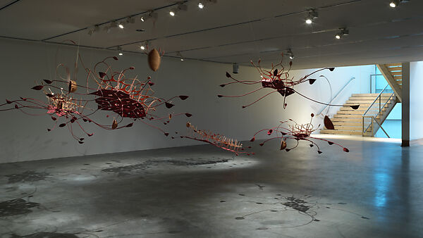 Seven ponds and a few raindrops, Ranjani Shettar (Indian, born Bangalore, 1977), Muslin, stainless steel, tamarind and natural dyes