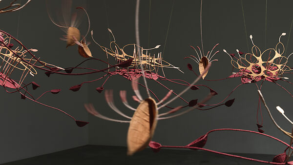 Seven ponds and a few raindrops, Ranjani Shettar (Indian, born Bangalore, 1977), Muslin, stainless steel, tamarind and natural dyes