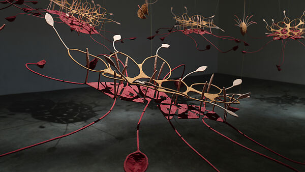 Seven ponds and a few raindrops, Ranjani Shettar (Indian, born Bangalore, 1977), Muslin, stainless steel, tamarind and natural dyes