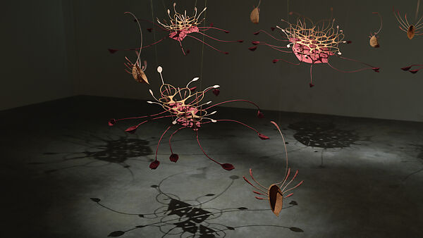 Seven ponds and a few raindrops, Ranjani Shettar (Indian, born Bangalore, 1977), Muslin, stainless steel, tamarind and natural dyes