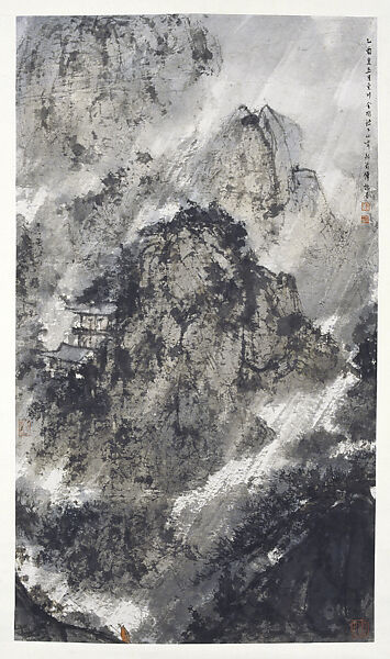 Whispering Rain at Dusk, Fu Baoshi (Chinese, 1904–1965), Hanging scroll; ink and color on paper, China 