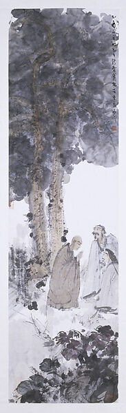 The Three Laughers at Tiger Creek, Fu Baoshi (Chinese, 1904–1965), Hanging scroll; ink and color on paper, China 
