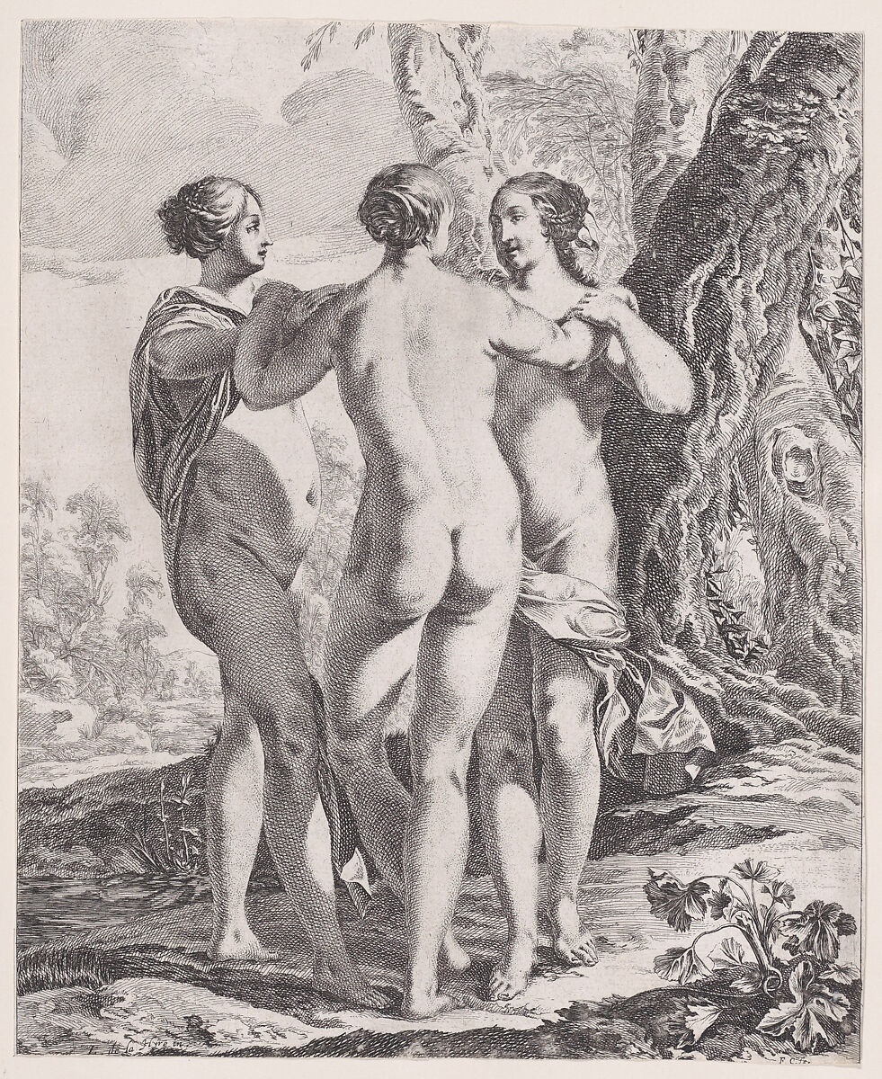 The Three Graces, François Chauveau (French, Paris 1613–1676 Paris), Etching 