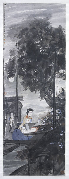 Song of the Lute, Fu Baoshi (Chinese, 1904–1965), Hanging scroll; ink and color on paper, China 