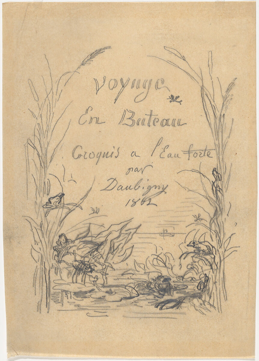 Frontispiece for the Album "Voyage en Bateau", Charles-François Daubigny (French, Paris 1817–1878 Paris), Graphite on tracing paper 