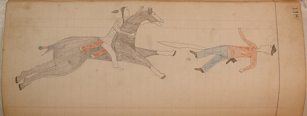 Maffet Ledger Drawing, Graphite, watercolor, and crayon on paper, Southern and Northern Cheyenne 