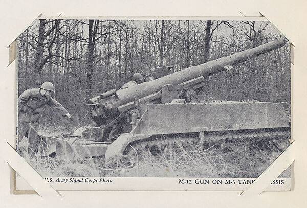 M-12 Gun on M-3 Tank Chassis from Military--Official Photo cards (W615), Commercial photolithograph 