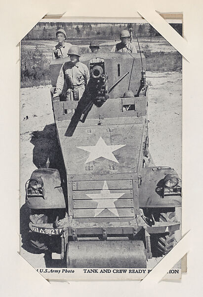 Tank and crew ready for action from Military--Official Photos cards (W615), Commercial photolithograph 