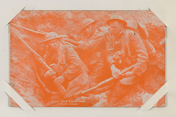 Shell hole scene from "The Big Parade" from Scenes from Movies Exhibit Cards series (W404), Commercial color photolithograph 