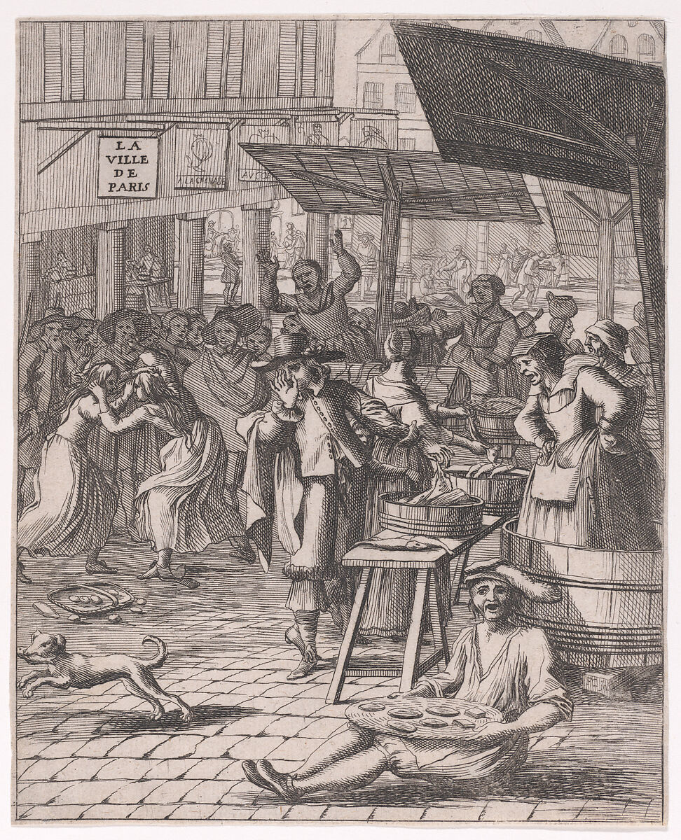 A Fish Market; from Divers sujets Remarquables tirez de L'Histoire Greque, François Chauveau (French, Paris 1613–1676 Paris), Etching 