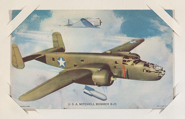 U. S. A. Mitchell Bomber B-25 from Military cards series (W615), International Mutoscope Reel Company, Commercial color photolithograph 