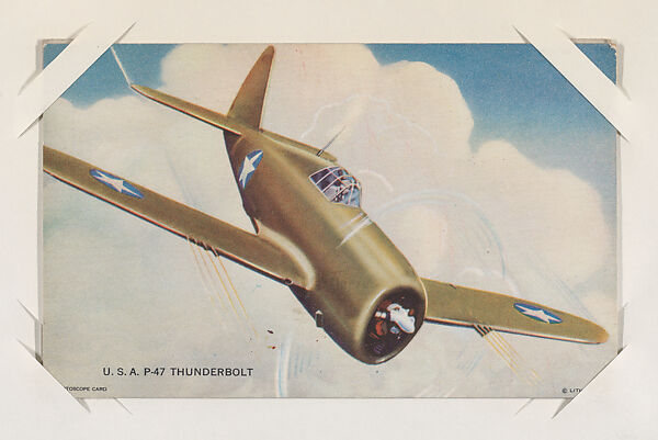 U. S. A. P-47 Thunderbolt from Military cards series (W615), International Mutoscope Reel Company, Commercial color photolithograph 