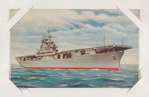 U. S. N. Aircraft Carrier from Military cards series (W615), International Mutoscope Reel Company, Commercial color photolithograph 