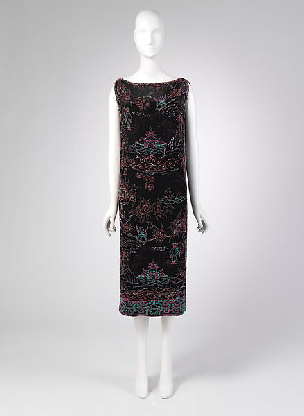 Dress, House of Patou (French, founded 1914), silk, glass, metal, French 