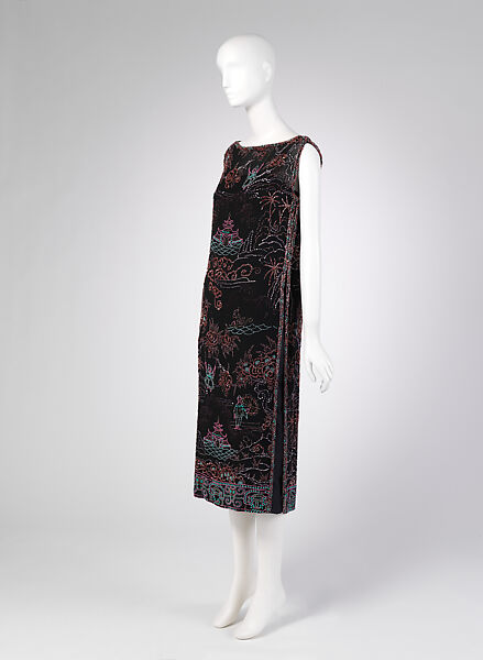 Dress, House of Patou (French, founded 1914), silk, glass, metal, French