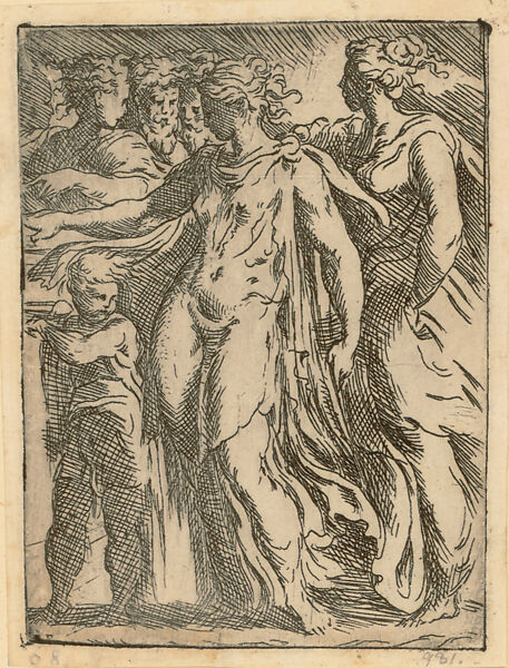 Figures at an Altar, Master F. P. (Italian, active 16th century), Etching with touches of drypoint 