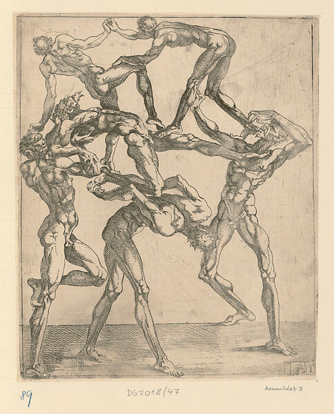 Pyramid of Men, Juste de Juste (French (born Italy), Florence 1501–1559 Tours), Etching 