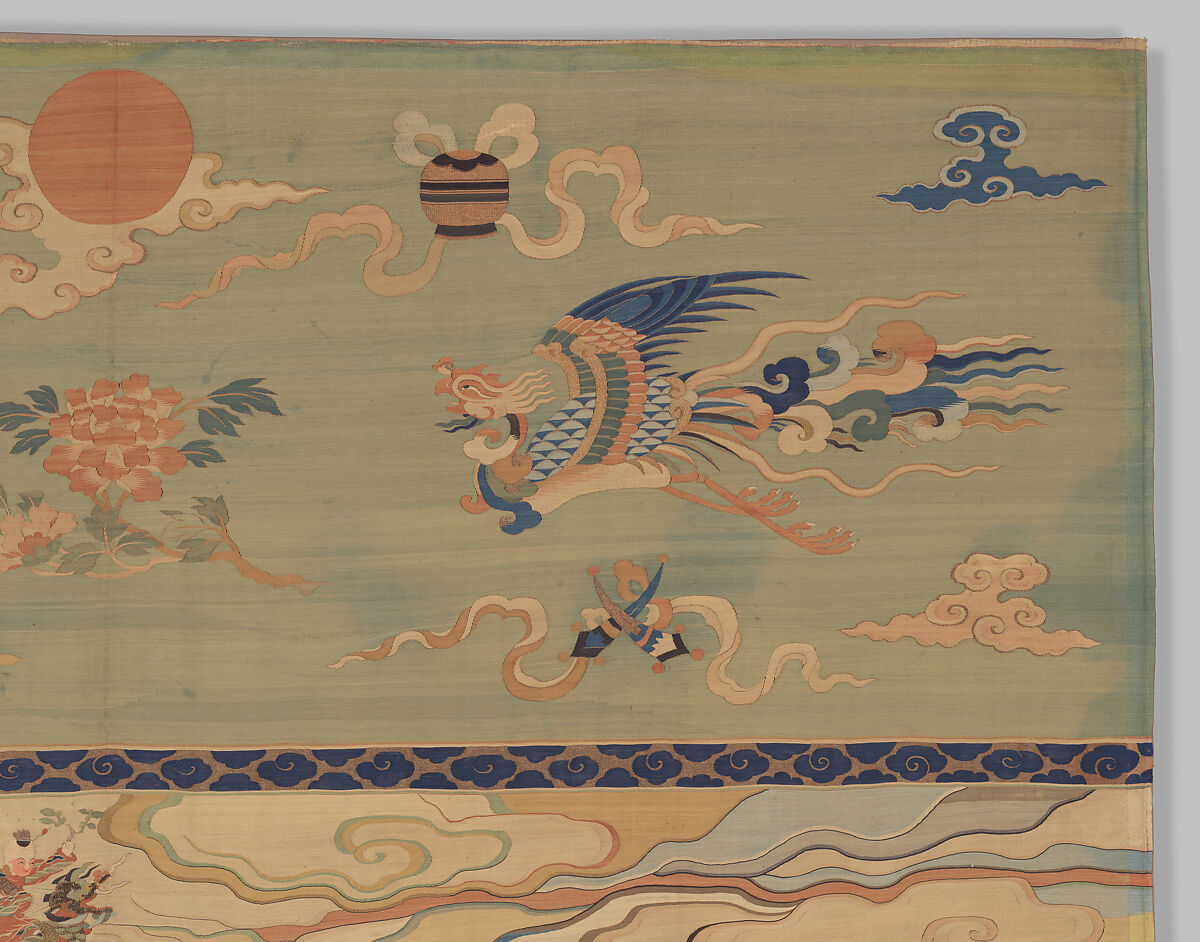 Panel with boys at play, Silk, metal thread, and feather thread tapestry (kesi), China