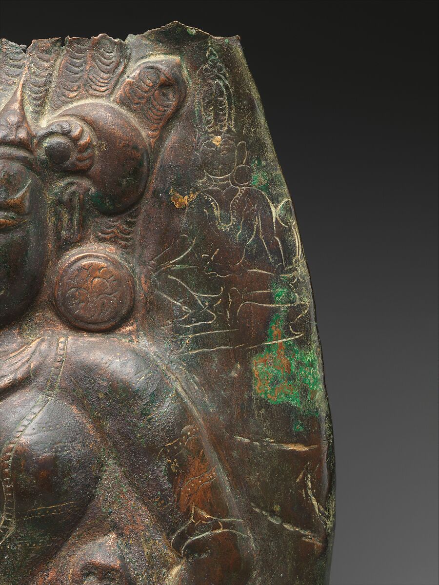 Manasa, the Snake Goddess, Copper sheet, repousséd and engraved, with traces of gilding, India (Bengal) or Bangladesh