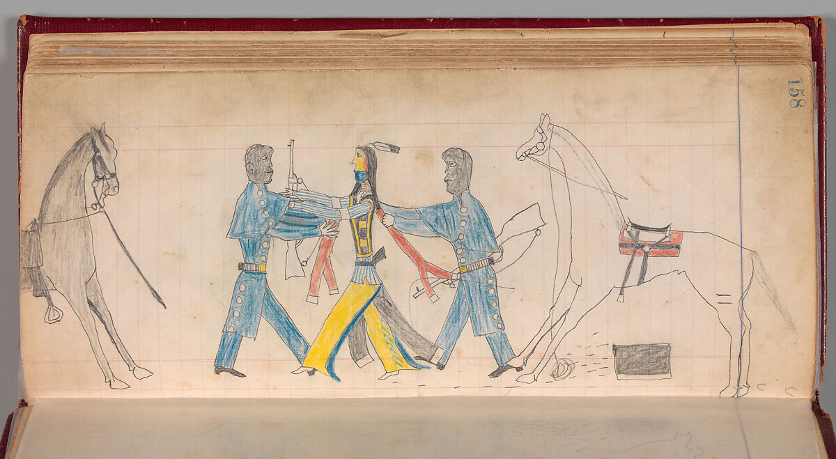 Maffet Ledger: Black Cavalry Officers and Indian, Graphite, watercolor, and crayon on paper, Southern and Northern Cheyenne 